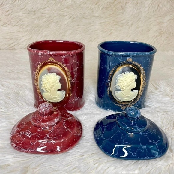 Mount Clements Pottery Vintage Porcelain Cameo lidded vessels. - Picture 2 of 10